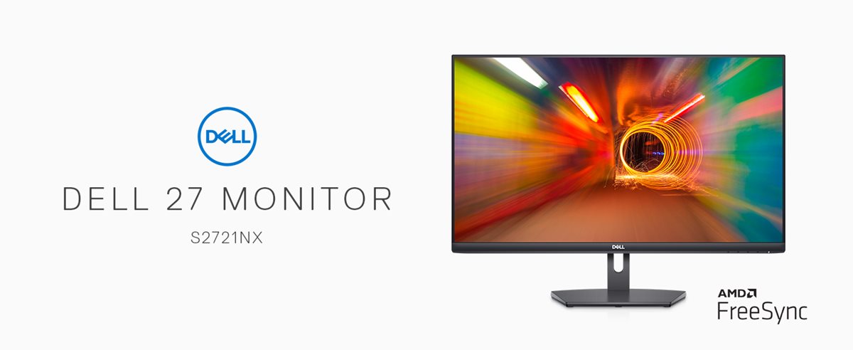 白木/黒塗り Dell 27-Inch IPS LED Monitor (S2721NX); FHD (1920x1080