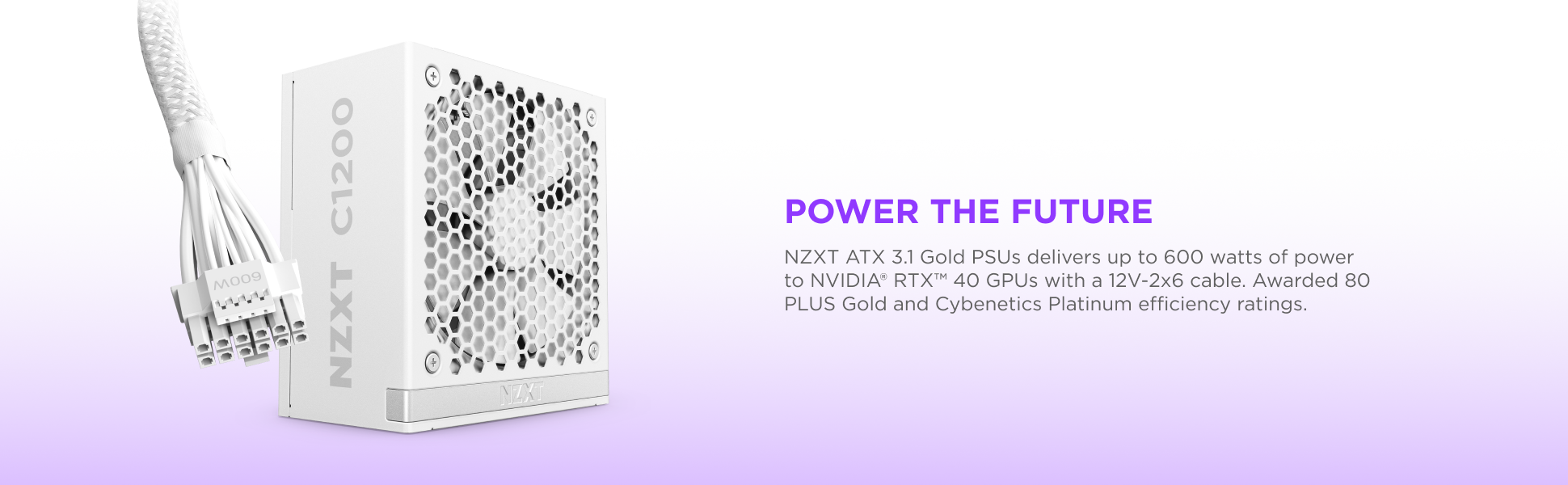 NZXT C 1200W ATX 3.1 80 Plus Gold Fully Modular Power Supply White