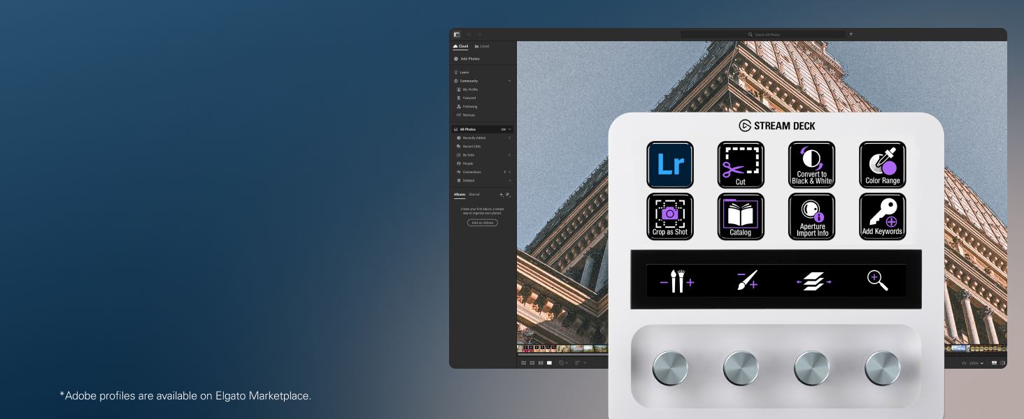 Elgato Stream Deck + White Edition; customizable LCD keys, dials