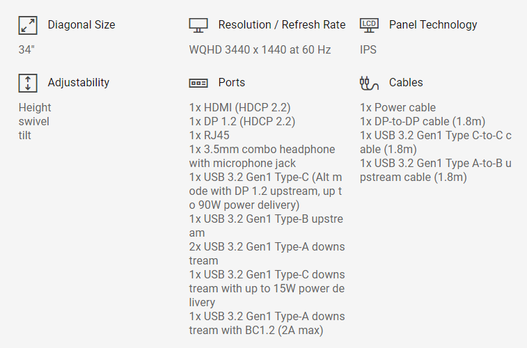 Dell P3424WEB - LED monitor - curved - 34