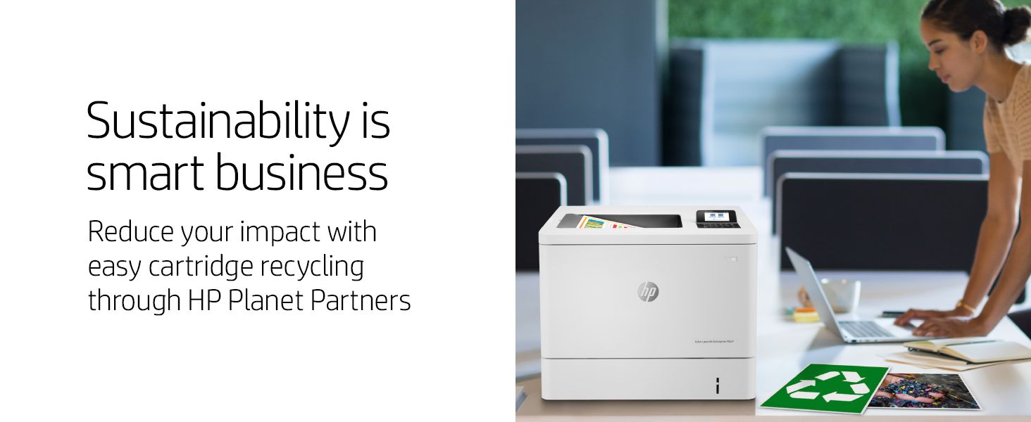 HP LaserJet Enterprise M554dn Color Printer, White, 35ppm Speed