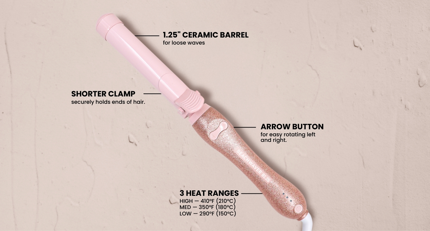 •NEW• The Beachwaver Co. Pink Glitter B1 Curling Rod 1.25” Glitter Pink Beach Waver B1 | Mercari main image 3