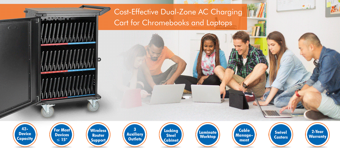 Tripp Lite 48-Device AC Mobile Charging Cart Storage Station For Laptops Chromebooks Tablets 120v Nema 515p 10 Ft Cord Black Cart For 48 Notebooks Black