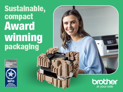 Graphic with the slogan ‘Sustainable, compact Award winning packaging’