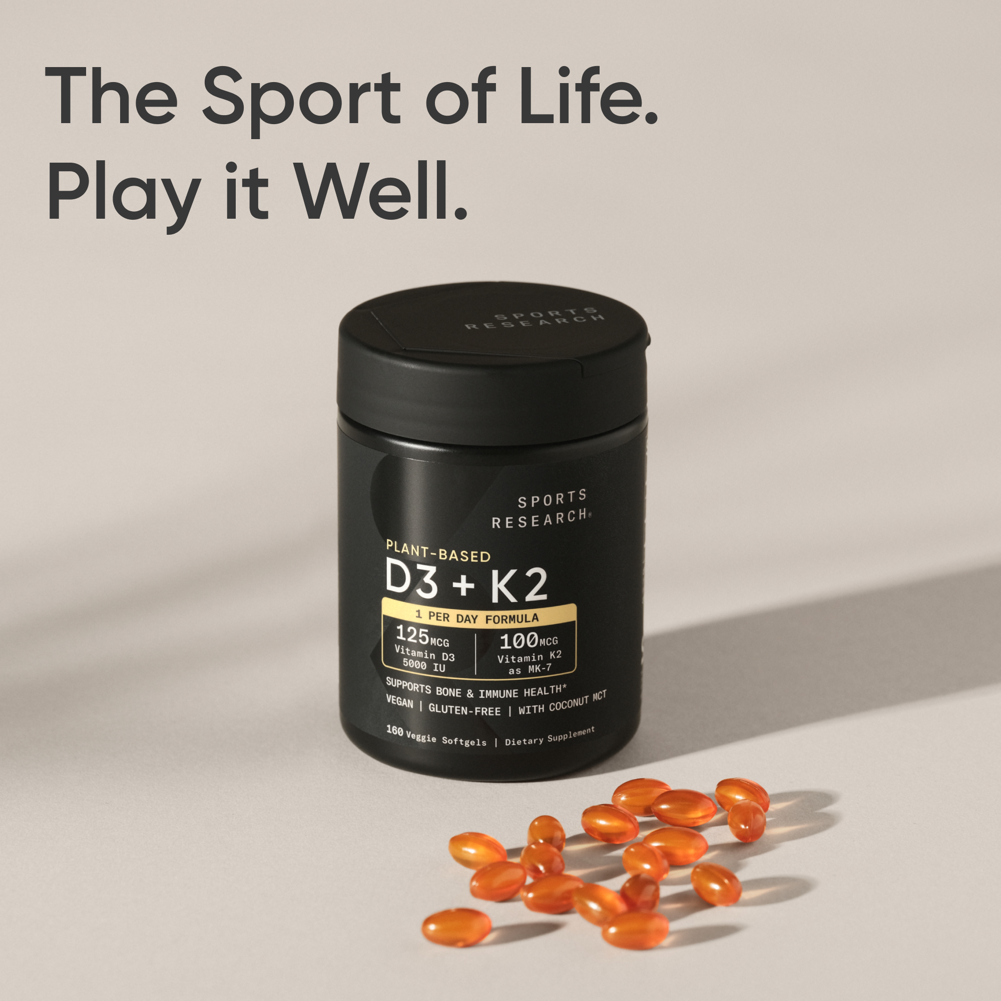 Sports Research D3 + K2, 160 Veggie Softgels | Costco