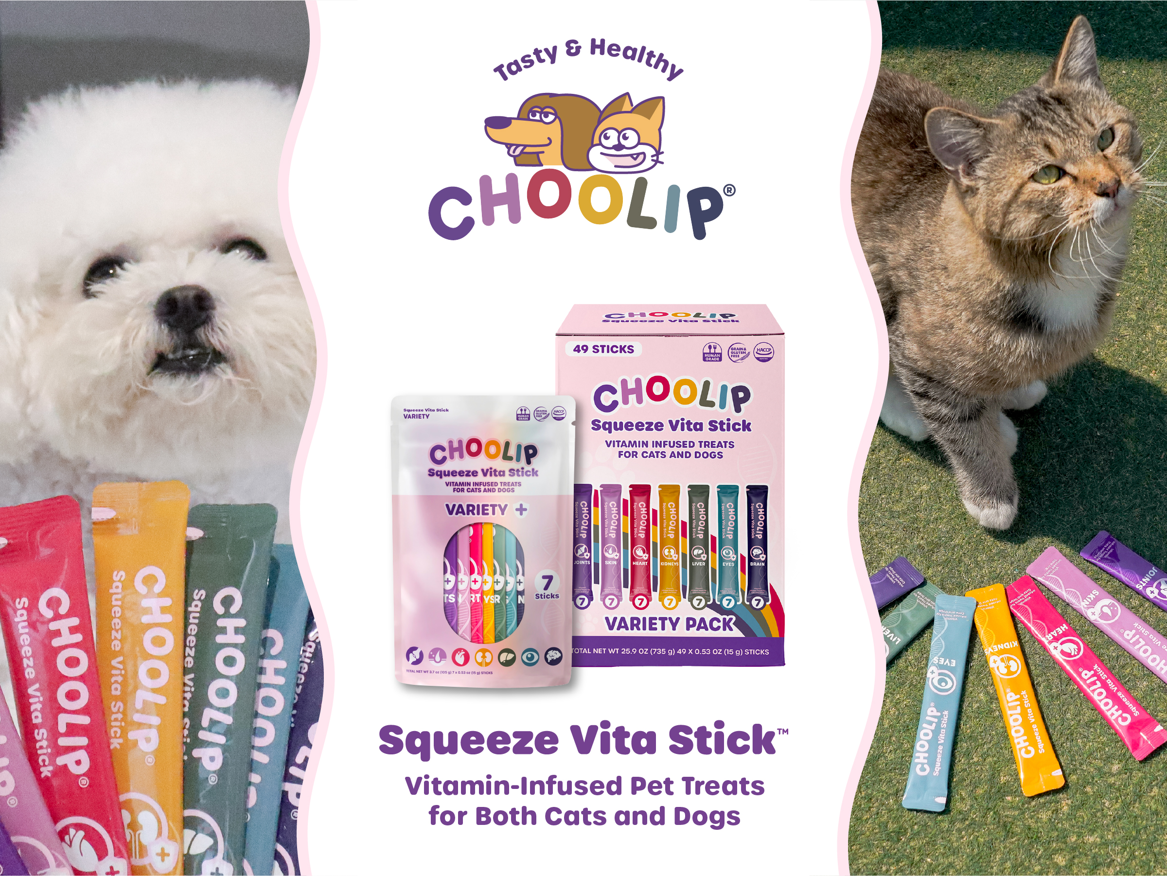 Choolip Vita Stick Heart Support Lickable Treats for Cats & Dogs