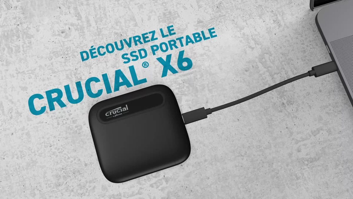 Crucial X6 500Go Portable SSD - Jusqu'à 540Mo/s - PC et Mac - USB