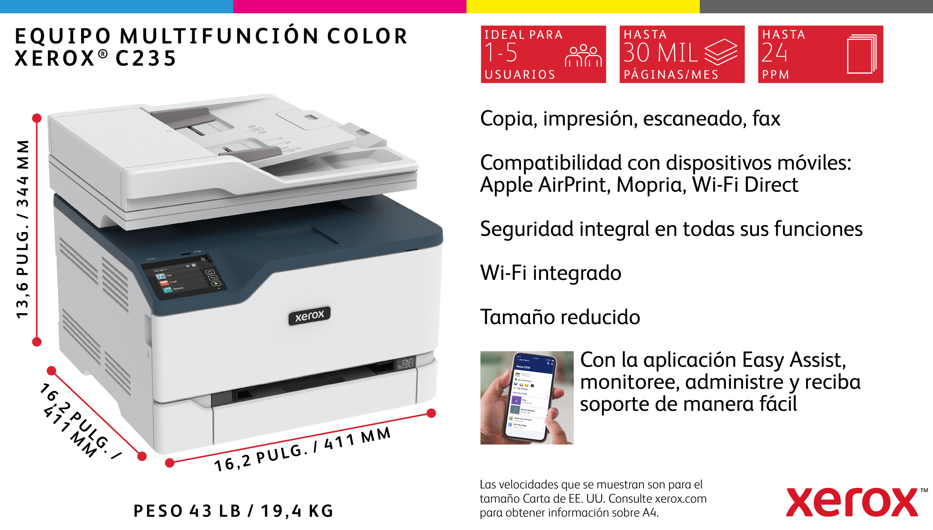 Visión general de la información de Xerox C235.