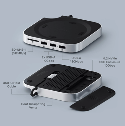 日本上陸！SATECHI STAND＆HUB FOR MacminiM4 Satechi Stand & Hub with SSD Enclosure for Mac Mini M4 - ST