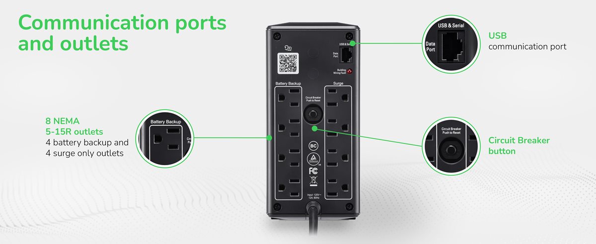 APC Back-UPS Pro BN1050M rear view.