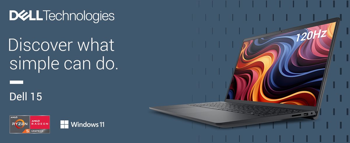 Dell 15 Laptop DC15255 - 15.6-inch FHD Touchscreen, AMD Ryzen 5