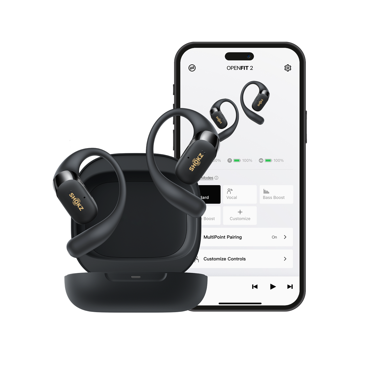 【アルコール消毒済】SHOKZ OPENFIT 2 ブラック shockz OpenFit 2 + | オープンイヤーイヤホン