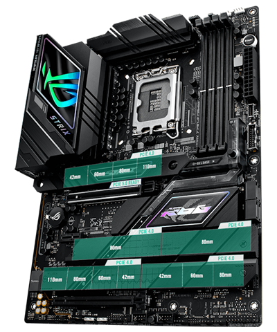 The Strix Z790-F II PCIe 5.0 M.2 and expansion slot layout