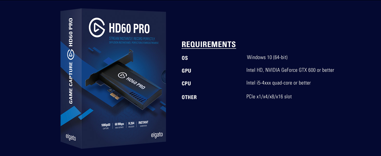 Elgato Game Capture HD60 Pro PCIe Capture Card, Stream and Record ...