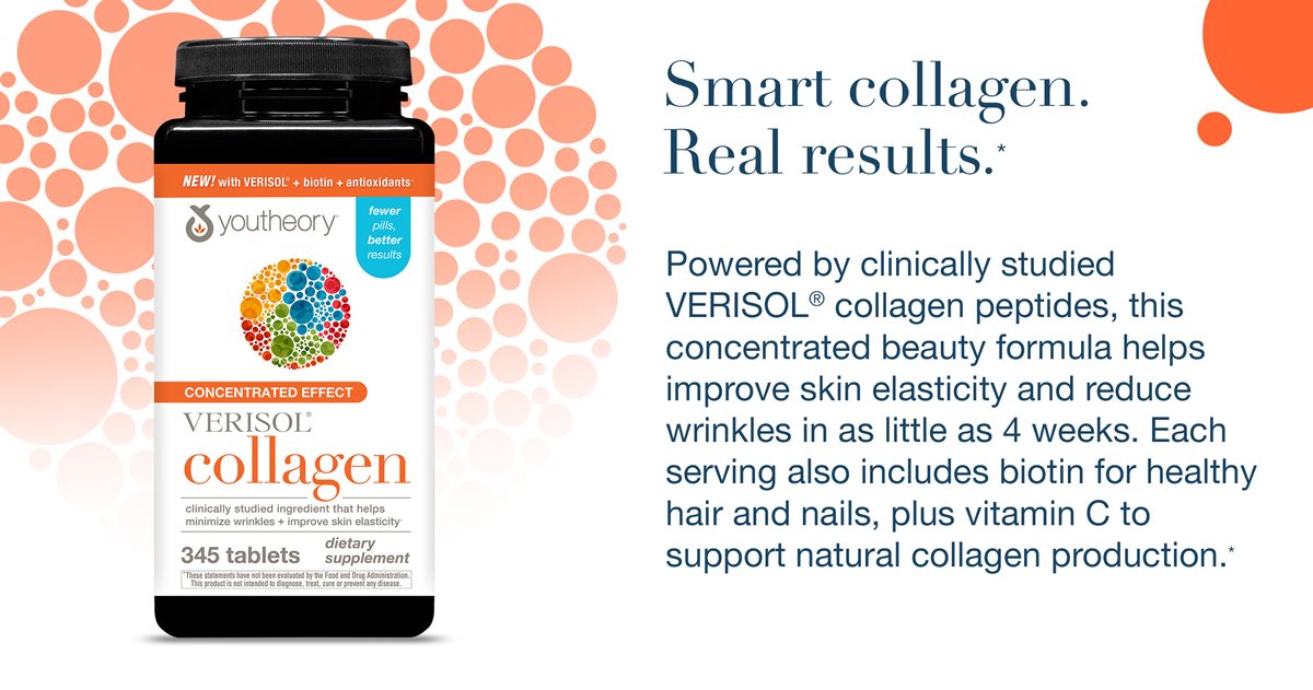 Smart collagen. Real results.* Powered by clinically studied VERISOL® collagen peptides, this concentrated beauty formula helps improve skin elasticity and reduce wrinkles in as little as 4 weeks. Each serving also includes biotin for healthy hair and nails, plus vitamin C to support natural collagen production.*