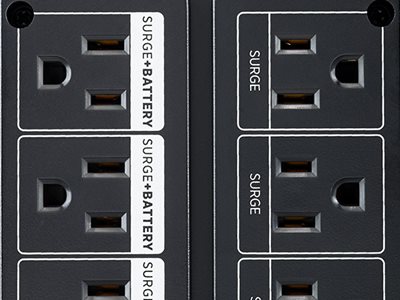 CyberPower BL1450U Battery Backup UPS is equipped with 10 outlets, five provide battery and surge protection, and five provide surge protection only