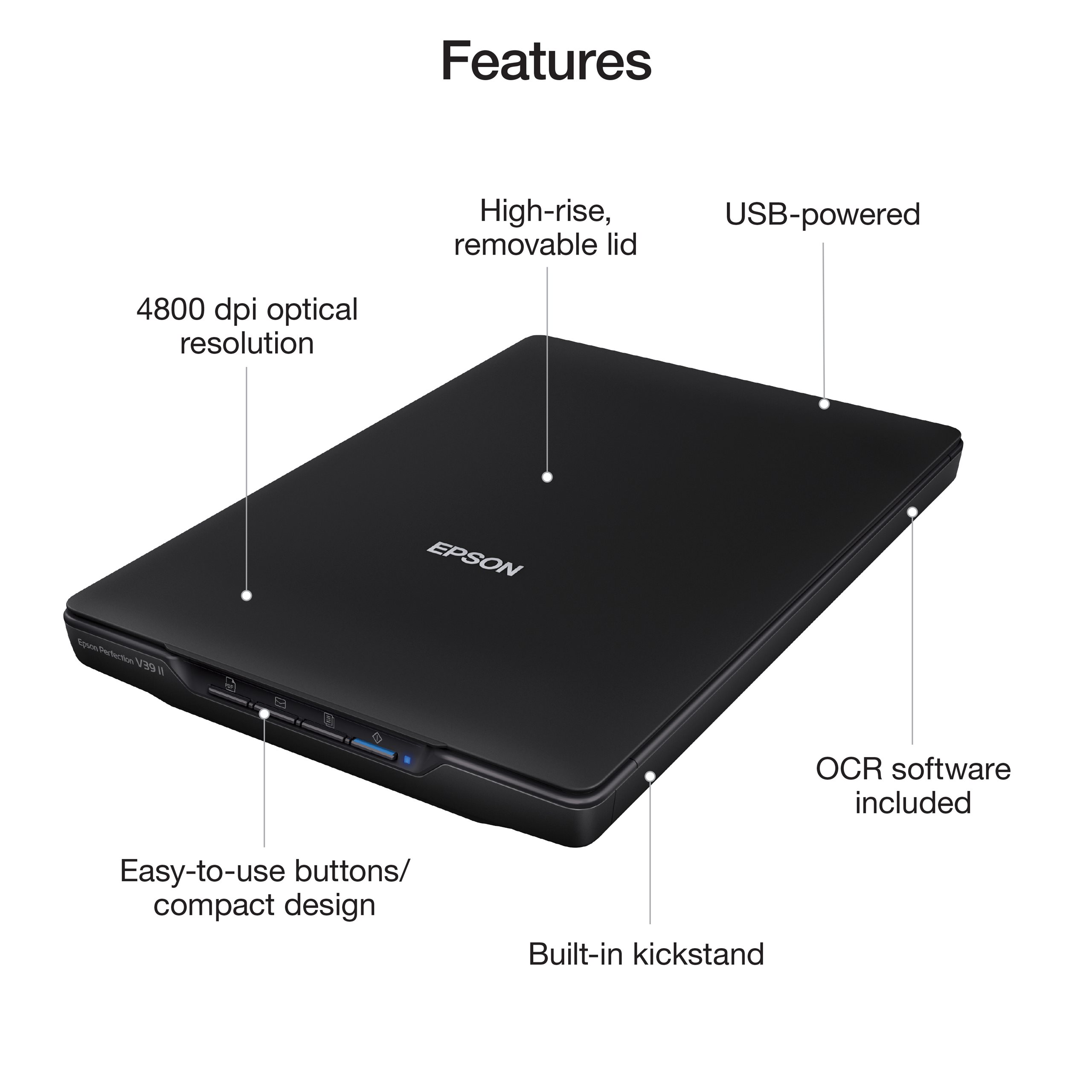 Key features of the V39 II photo scanner