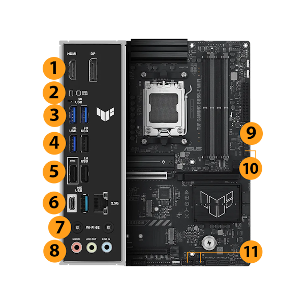 ASUS TUF GAMING B850-E WIFI equipped with outstanding features, 8