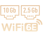 10 Gb & 2.5Gb Enthernet Wi-Fi 6E logo