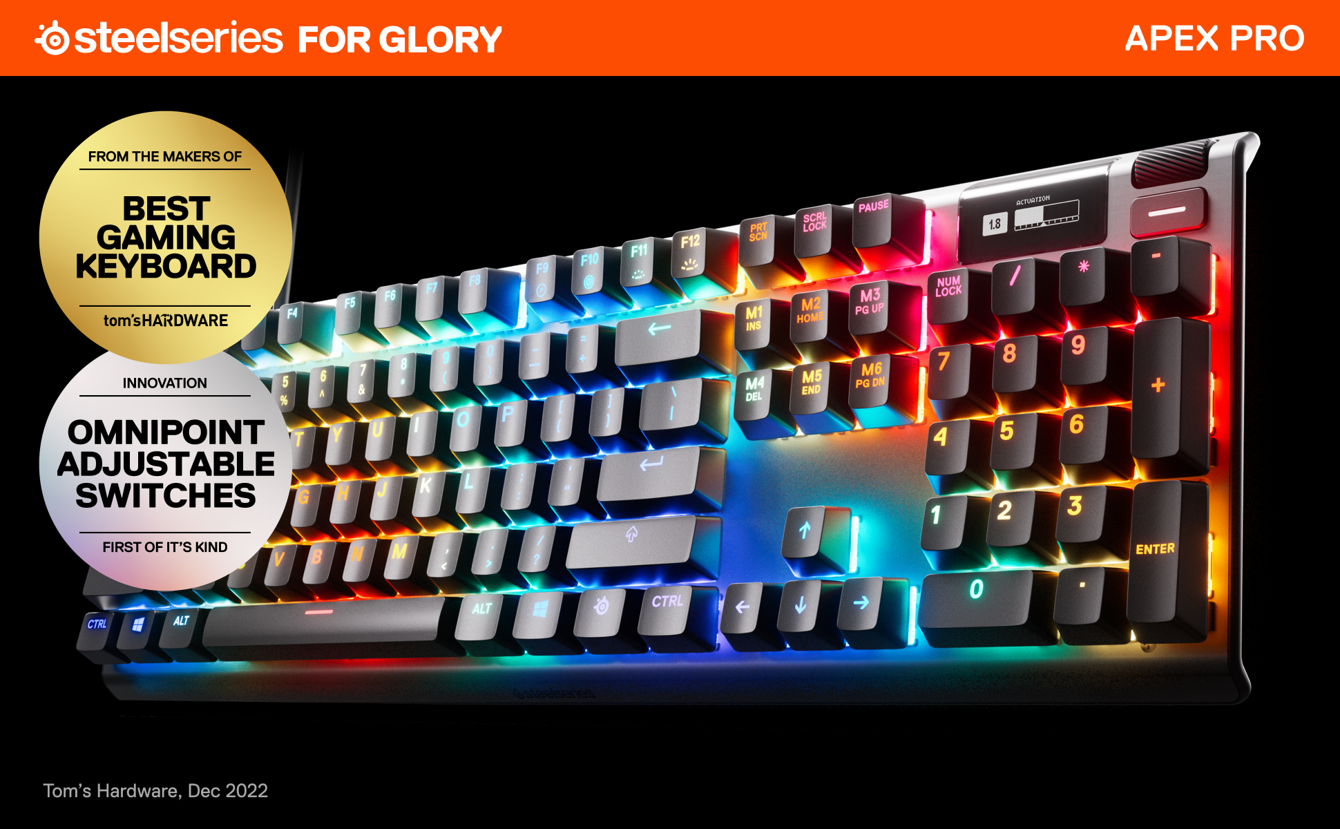 SteelSeries Apex Pro RGB Backlit Gaming Keyboard with Mechanical Switches  and OLED Smart Display (Renewed)