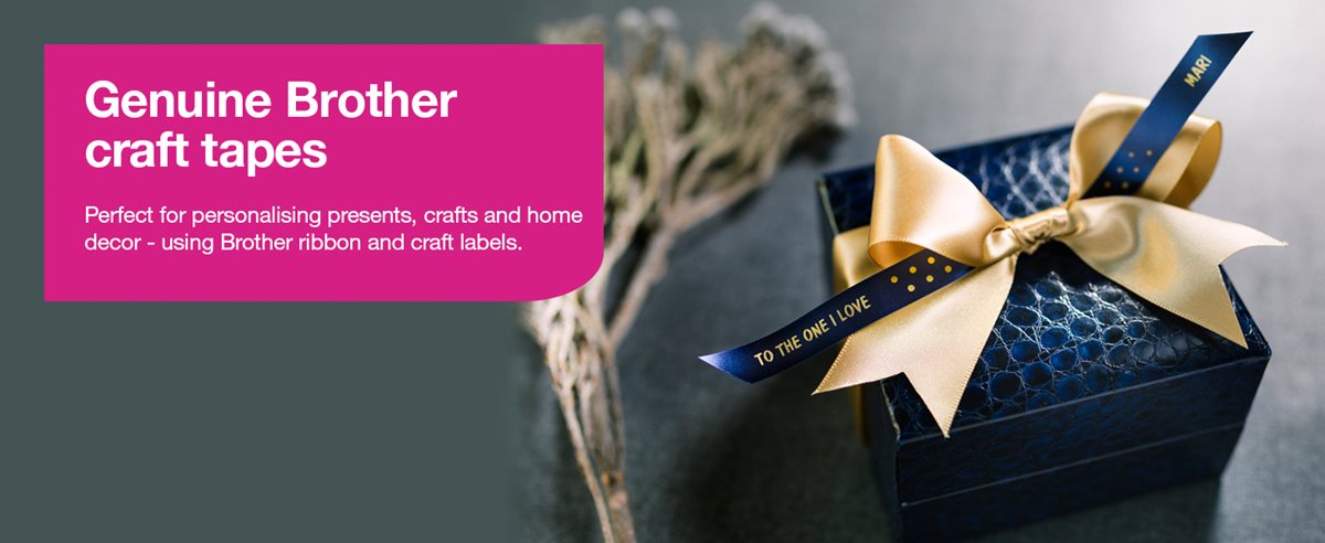 Genuine Brother craft tapes – perfect for personalising presents, crafts and home decor – using Brother ribbon and craft labels