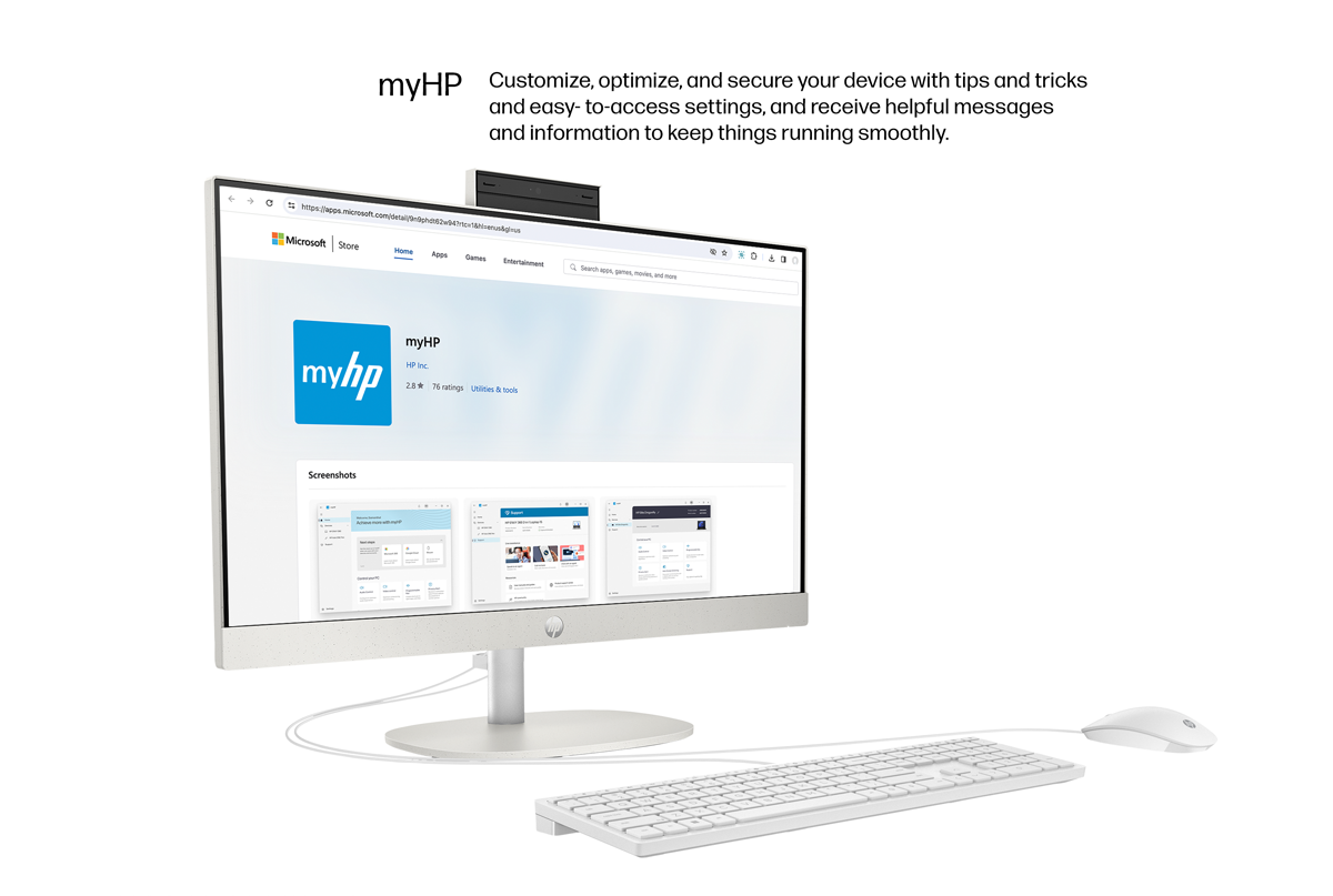 HP 23.8&quot; Touchscreen All-in-One Desktop - AMD Ryzen 5 7520U 