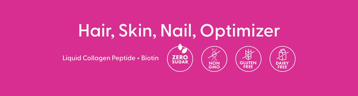 Hair Skin Nail Optimizer, Liquid Collagen Peptide + Biotin. Zero Sugar, Non-GMO, Gluten Free, Dairy Free