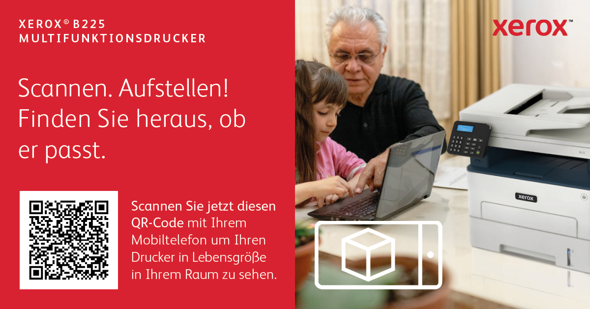 Mann und Kind mit Drucker