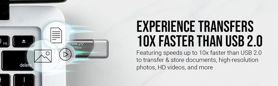 PNY 128GB Turbo Attache 3 USB 3.0 Flash Drive, GREY