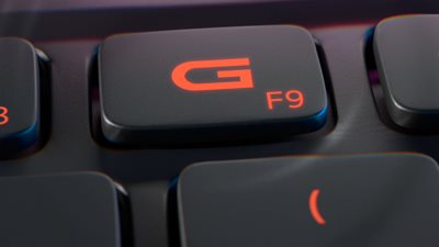 Imagen de la tecla F9 disponible en el teclado de la laptop para juegos Dell G15 5525.