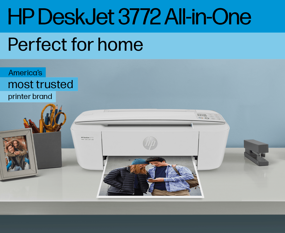  HP DeskJet 3772 All-in-One Color Inkjet Printer Scanner and  Copy, Instant Ink Ready, Wireless Printers for Home and Office, Photo  Print, Built-in WiFi, T8W88A (Renewed)