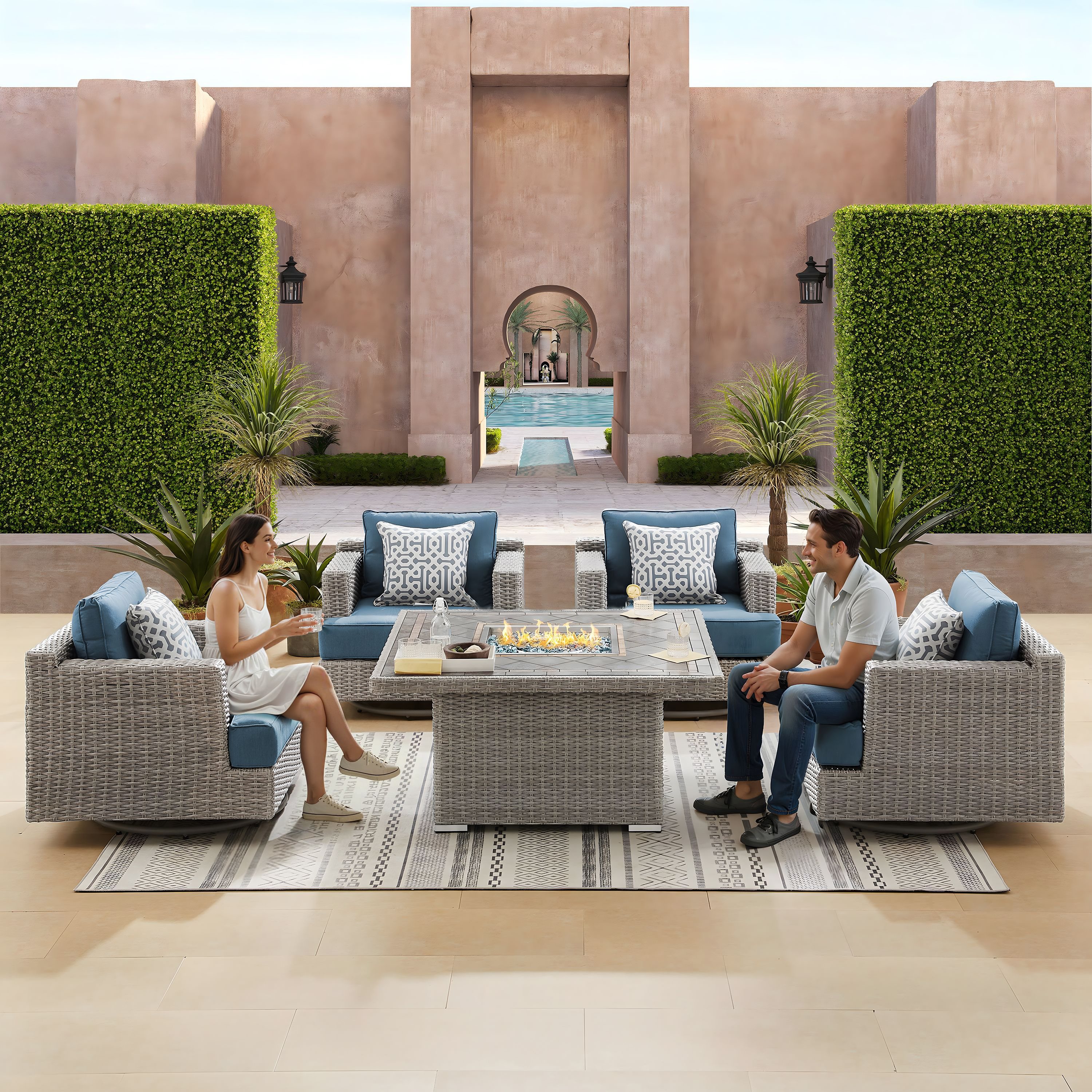 Niko 5-piece Patio Conversation Set with Fire Table | Costco