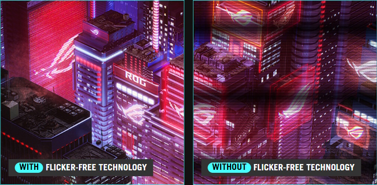 Monitor with/without ASUS Flicker Free technology.