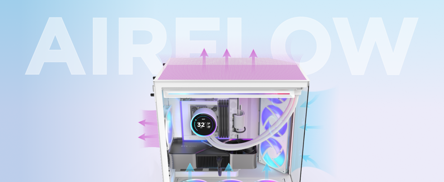 NZXT H9 Flow RGB Tempered Glass ATX Mid-Tower Computer Case