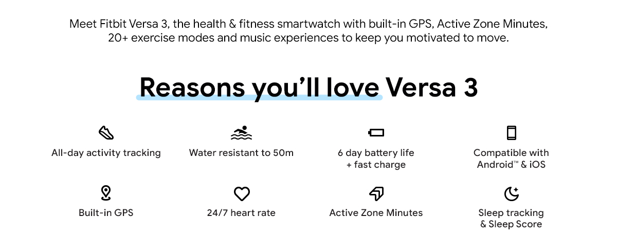 Fitbit Versa 3 Health & Fitness Smartwatch Black FB511BKBK - Best Buy