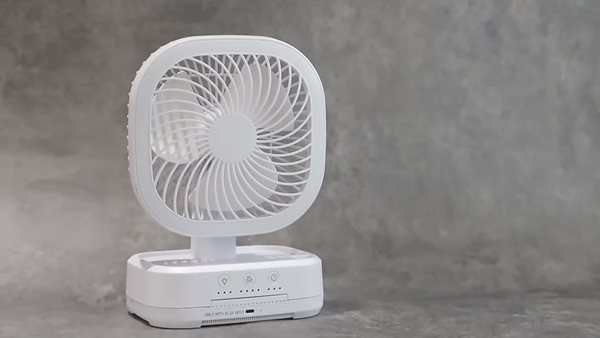 thumbnail video image 2 of Mainstays New Rechargeable Personal USB Fan with Wireless Charging Pad and Led Lighting Green, 2 of 10