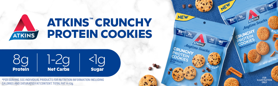 Atkins Crunchy Protein Cookies, Bite-Sized, Snickerdoodle