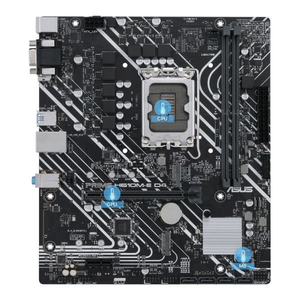 Asus Prime H610M-E D4-CSM Desktop Motherboard - Intel H610 Chipset - Socket  LGA-1700 - Pentium Gold, Celeron, Core i5, Core i9, Core i3, Core i7