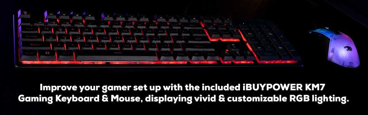 Every iBUYPOWER Gaming PC includes a new RGB KM7 keyboard and mouse.