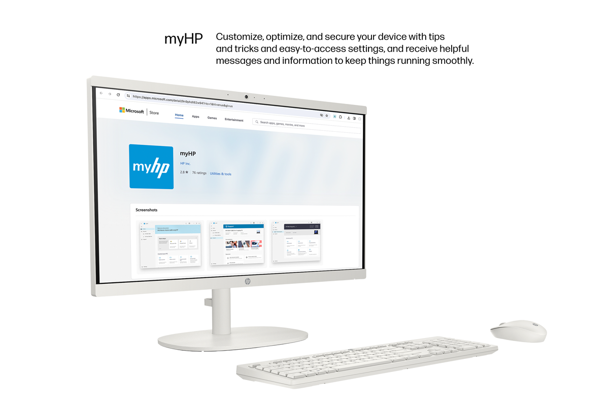 HP All-in-One Computer, 21.45 inch Desktop, Intel J5040 Processor