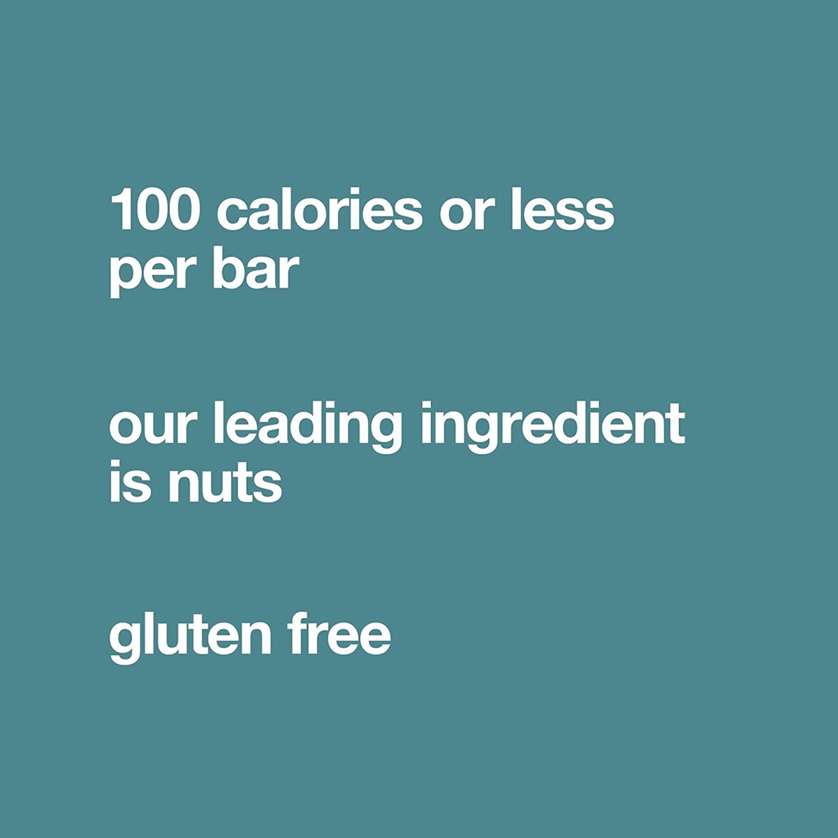 100 calories or less per bar. our leading ingredient is nuts. gluten free