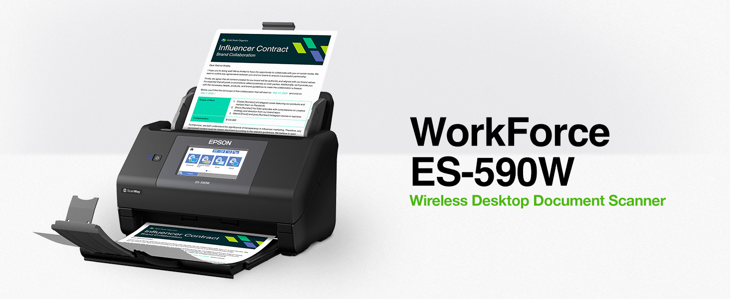 Epson WorkForce ES 590W Wireless & USB High Speed AI & Cloud Ready