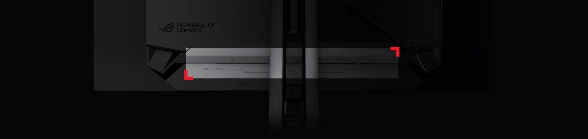 The rear panel of the PG32UCDM features DisplayPort™ 1.4, HDMI® 2.1, Type-C®.
