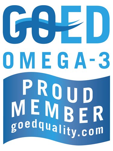 Image of the GOED Proud Member logo used on the Pure Alaska Omega Clinical Strength Alaskan Omega-3 dietary supplement bottle.