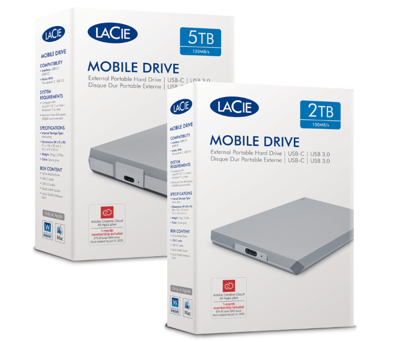 Disque dur portable LaCie Mobile Drive USB-C, USB 3.0