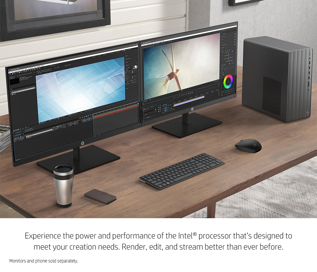 HP ENVY Desktop sitting on an office desk.
