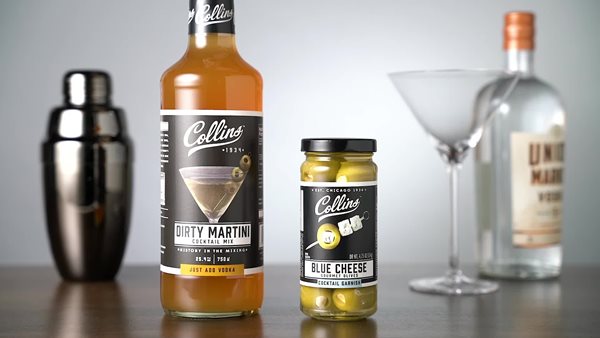 thumbnail video image 2 of Collins Gourmet Blue Cheese Olives | Premium Stuffed-Cheese Garnish for Cocktails, Martinis, Bloody Marys, Snack Trays, Charcuterie, and Salads, 5oz, 2 of 6