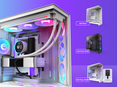 NZXT H9 Flow RGB 2025 ATX Mid Tower Dual Chamber PC Case White CM
