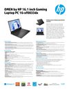 OMEN by HP 16.1 inch Gaming Laptop PC 16-xf0033dx datasheet