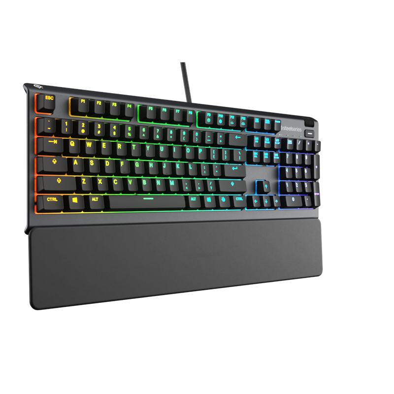 SteelSeries Apex 3 RGB Gaming Keyboard; 10-Zone RGB Illumination; IP32  Water Resistant; Premium Magnetic Wrist Rest - - Micro Center